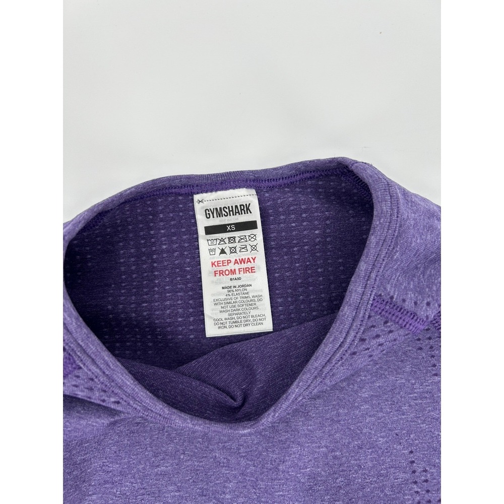 Gymshark Vital Seamless 2.0 Purple Long Sleeve Crop Top and Shorts Set Womens XS - Picture 4 of 12